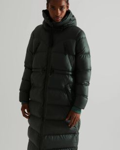 Hunter Arctic Moss Green NF426369 Women Insulated Rubberized Long Puffer Coat