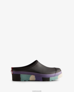 Hunter Black/Iridescent Purple/Birdseye Blue/White Willow NF426249 Women PLAY Striped Sole Clogs