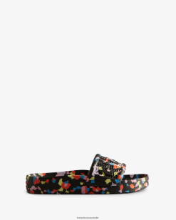 Hunter Black NF426108 Women BLOOM Marble Slides