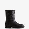 Hunter Black NF426127 Women Refined Slim Fit Vertical Quilted Short Rain Boots
