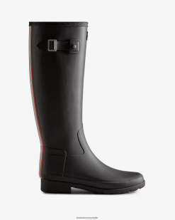 Hunter Black NF426170 Women Refined Slim Fit Tri-Colour Logo Backstrap Tall Rain Boots
