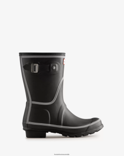 Hunter Black NF426181 Women Reflective Outline Short Rain Boots