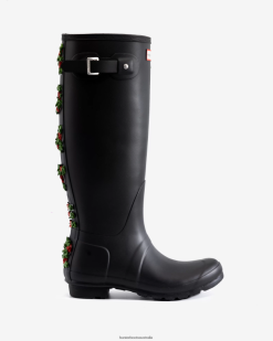 Hunter Black NF426230 Women CLUB BUM Backstrap Tall Rain Boots