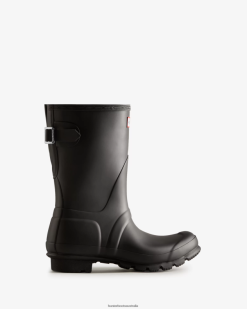 Hunter Black NF42623 Women Short Back Adjustable Rain Boots