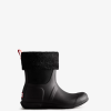 Hunter Black NF426274 Women Insulated Roll Top Vegan Shearling Boots