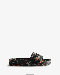 Hunter Black NF426285 Women BLOOM Marble Slides