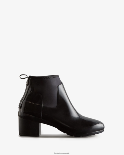 Hunter Black NF426296 Women Refined Slim Fit Gloss Mid Heel Boots