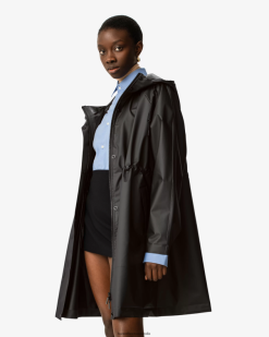 Hunter Black NF426351 Women Play Transparent Vinyl Waterproof Parka