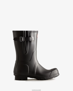 Hunter Black NF426548 Men Short Side Adjustable Rain Boots
