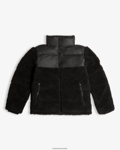 Hunter Black NF426613 Men Wanderer Vegan Shearling Insulated Mid Puffer Jacket