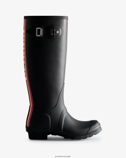 Hunter Black NF4268 Women Tri-Colour Logo Backstrap Tall Rain Boots