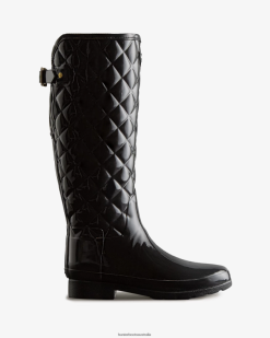 Hunter Black NF42692 Women Refined Slim Fit Adjustable Quilted Tall Rain Boots