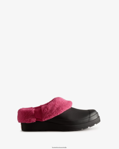 Hunter Black/Prismatic Pink NF426259 Women Play Vegan Shearling Insulated Clogs