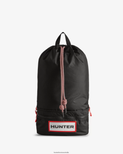 Hunter Black/Red Box Logo NF426406 Men Travel Ripstop Recycled Nylon Two-Way Backpack
