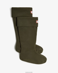 Hunter Dark Olive NF426397 Men Recycled Fleece Cuff Tall Boot Socks