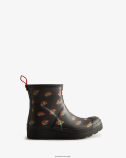Hunter Mini Rainbow Print NF426179 Women Play Short Mini Rainbow Rain Boots