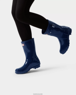 Hunter Navy NF42675 Women Original Short Gloss Rain Boots