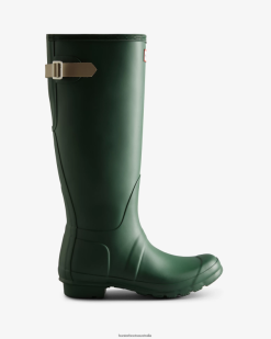 Hunter Thicket Green/Skimming Stone NF42665 Women Tall Back Adjustable Rain Boots