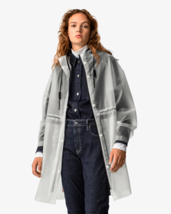 Hunter White NF426340 Women Play Transparent Vinyl Waterproof Parka