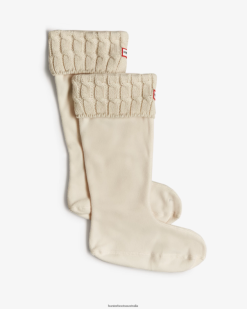 Hunter White NF426375 Men Recycled 6 Stitch Cable Cuff Tall Boot Socks