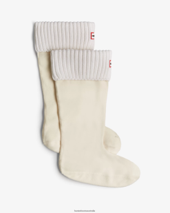 Hunter White NF426490 Men Recycled Half Cardigan Cuff Tall Boot Socks
