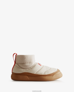 Hunter White Willow/Gum NF426147 Women In/Out Insulated Knitted Cuff Slipper Boot