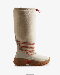 Hunter White Willow/Gum NF426209 Women Wanderer Vegan Shearling Insulated Tall Snow Boots